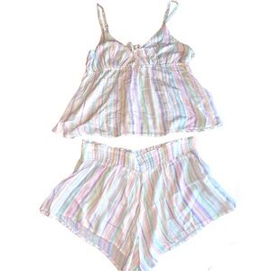 Nordstrom BP Brand Pastel Striped Two-Piece Shorts Outfit Women’s Sz Large NWOT
